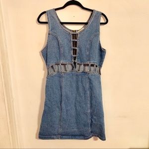 VINTAGE 90’s stretch denim cut out mini dress